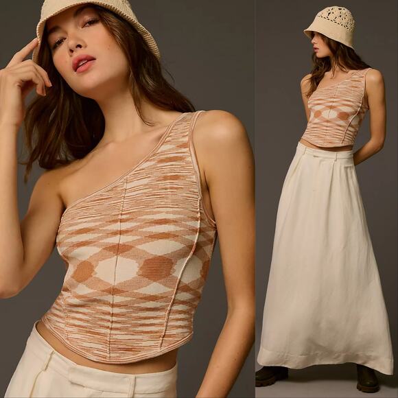 Anthropologie NWT One Shoulder Sweater Top Orange Sz 2X - Picture 1 of 9